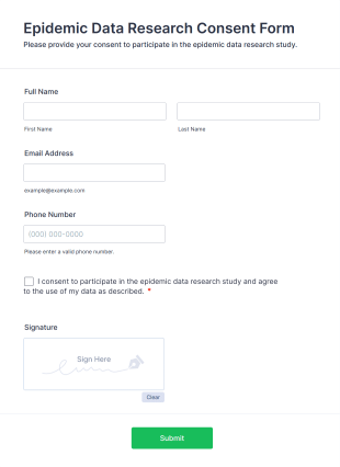 Epidemic Data Research Consent Form Template