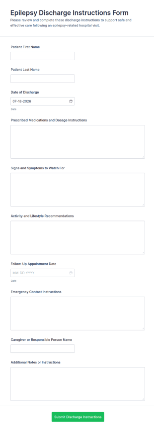 Epilepsy Discharge Instructions Form Template