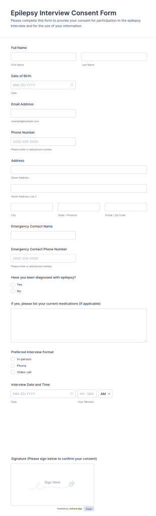 Epilepsy Interview Consent Form Template