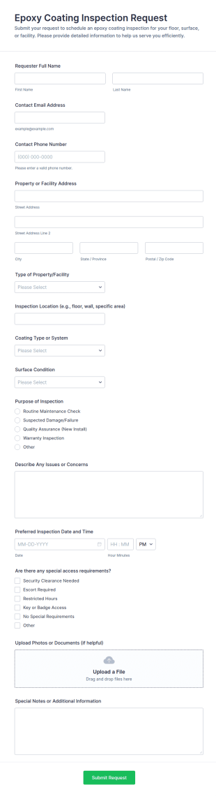 Epoxy Coating Inspection Request Form Template