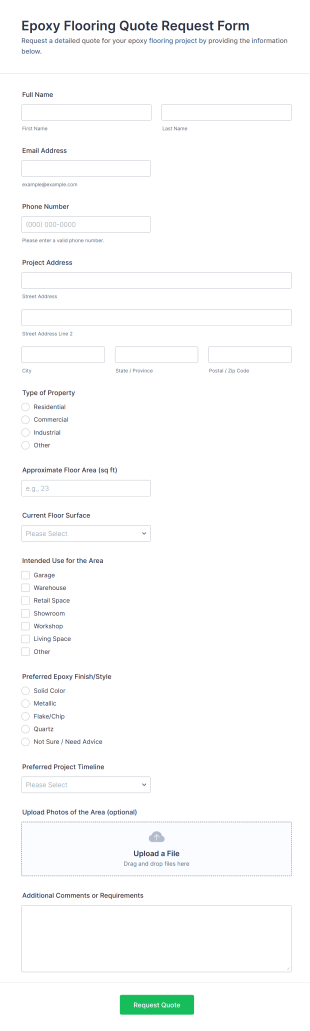 Epoxy Flooring Quote Request Form Template