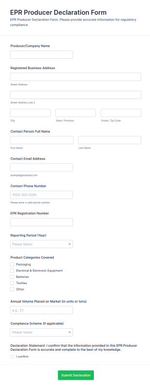 EPR Producer Declaration Form Template