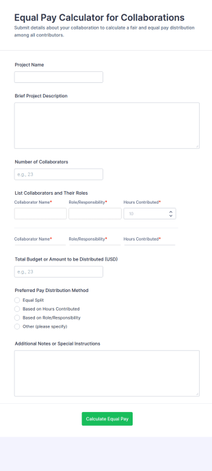 Equal Pay Calculator For Collaborations Form Template