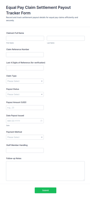 Equal Pay Claim Settlement Payout Tracker Form Template