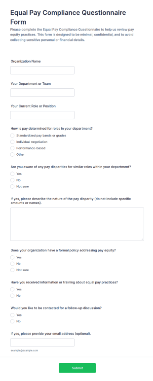 Equal Pay Compliance Questionnaire Form Template