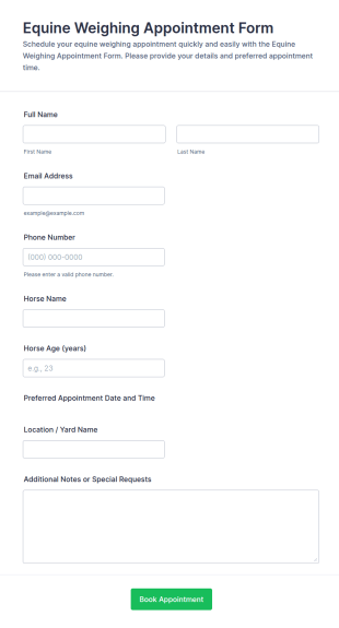 Equine Weighing Appointment Form Template