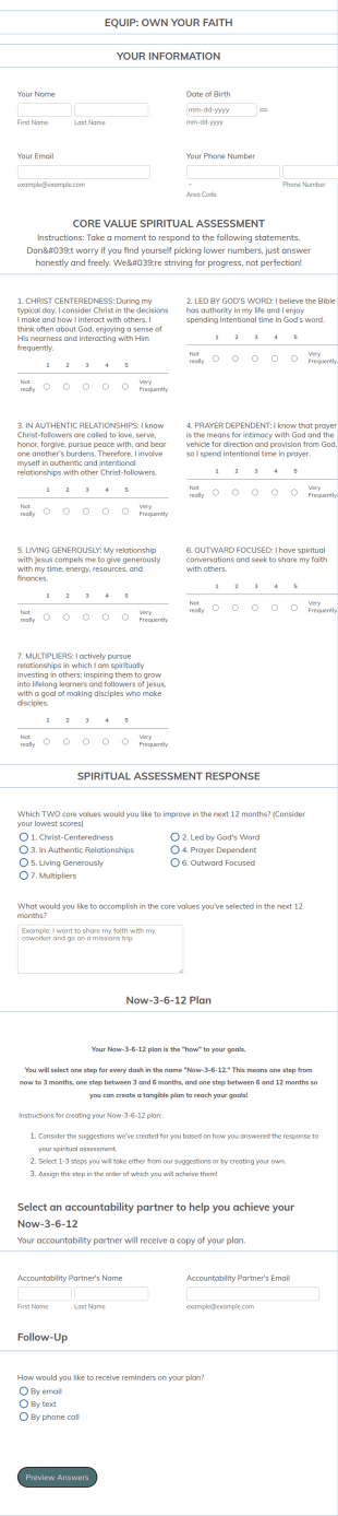 Equip: Own Your Faith Form Template