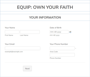 Equip: Own Your Faith Form Template