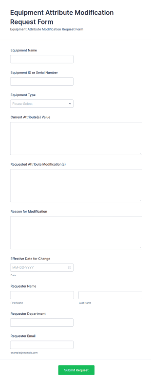 Equipment Attribute Modification Request Form Template