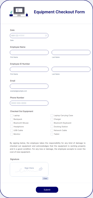 Equipment Checkout Form Template