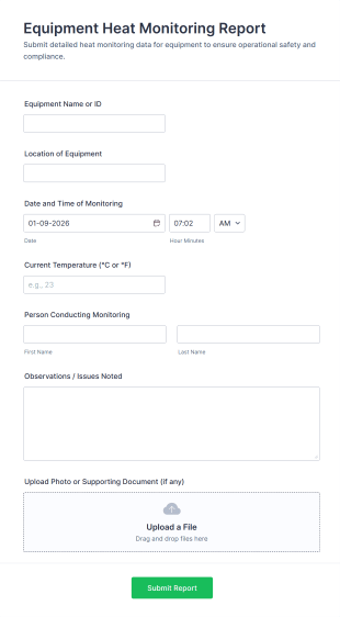 Equipment Heat Monitoring Report Form Template