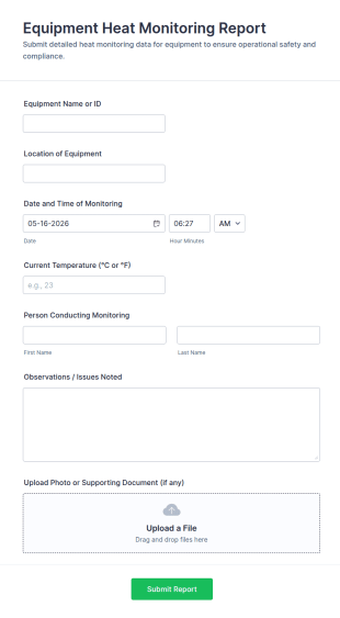 Equipment Heat Monitoring Report Form Template
