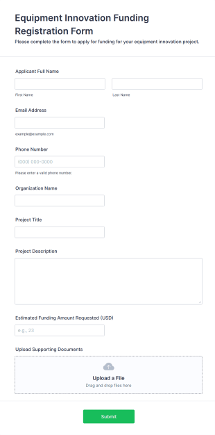 Equipment Innovation Funding Registration Form Template