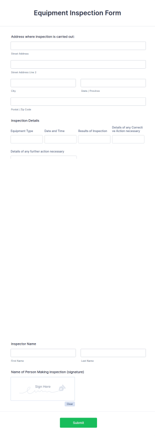 Equipment Inspection Form Template