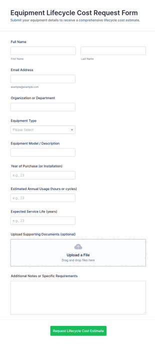Equipment Lifecycle Cost Request Form Template