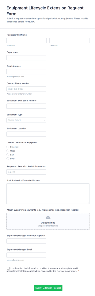 Equipment Lifecycle Extension Request Form Template