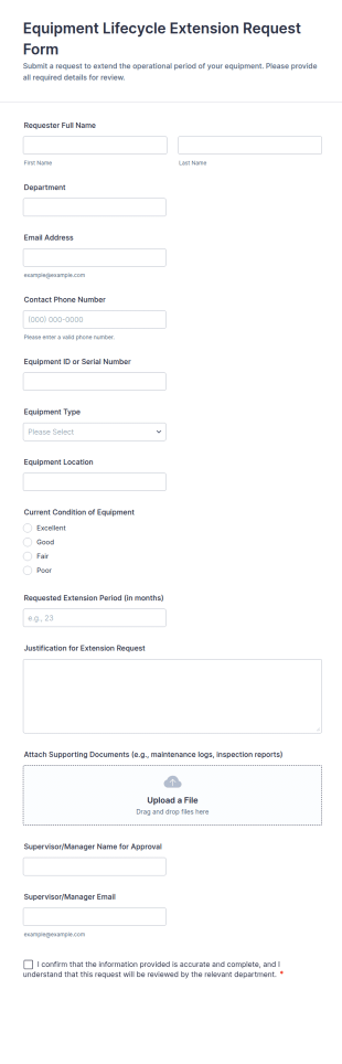 Equipment Lifecycle Extension Request Form Template