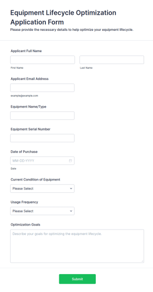 Equipment Lifecycle Optimization Application Form Template
