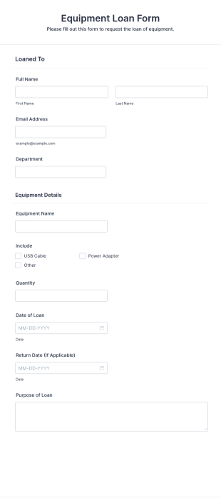 Equipment Loan Form Template