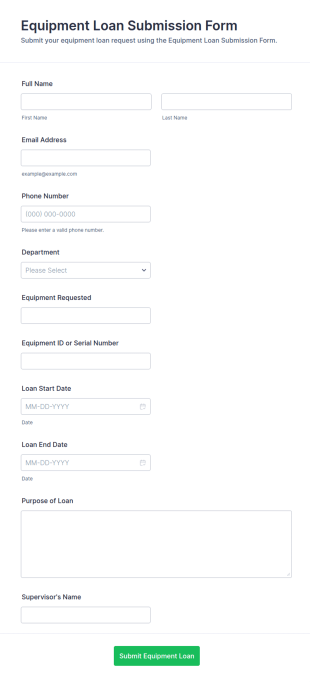 Equipment Loan Submission Form Template