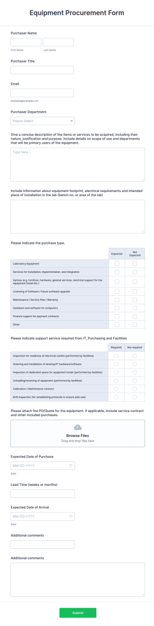 Equipment Procurement Form Template