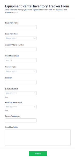Equipment Rental Inventory Tracker Form Template