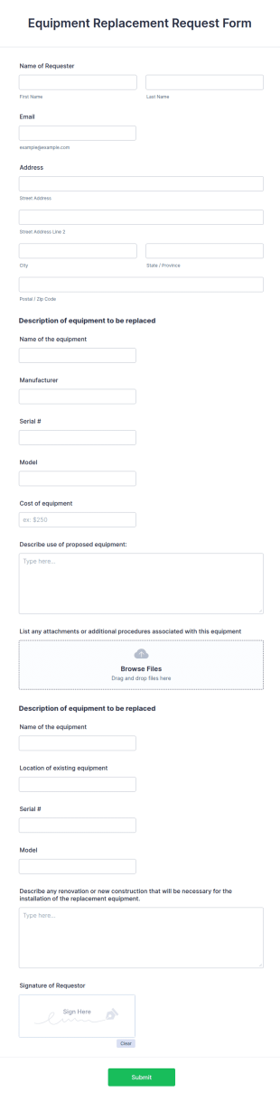 Equipment Replacement Request Form Template