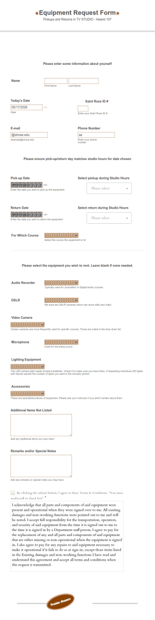 Equipment Request Form Template