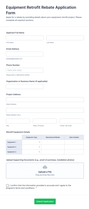 Equipment Retrofit Rebate Application Form Template
