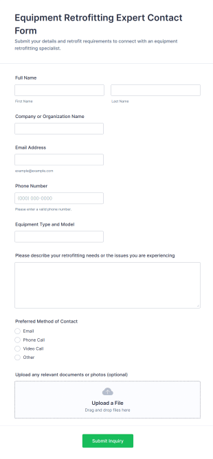 Equipment Retrofitting Expert Contact Form Template