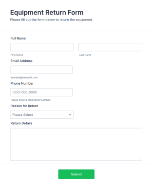Equipment Return Form Template