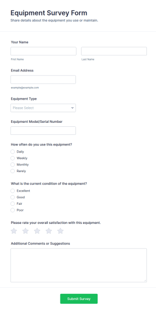 Equipment Survey Form Template