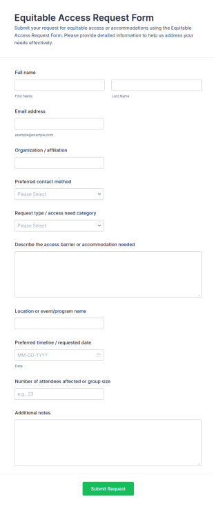 Equitable Access Request Form Template