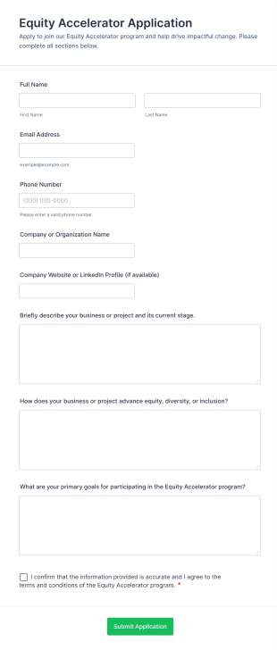 Equity Accelerator Application Form Template