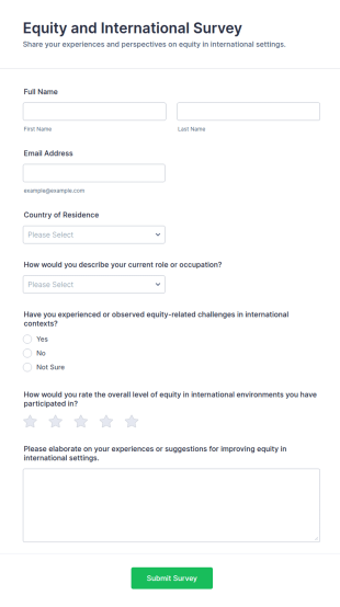 Equity And International Survey Form Template