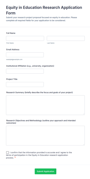 Equity In Education Research Application Form Template