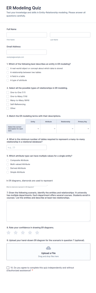 ER Modeling Quiz Form Template