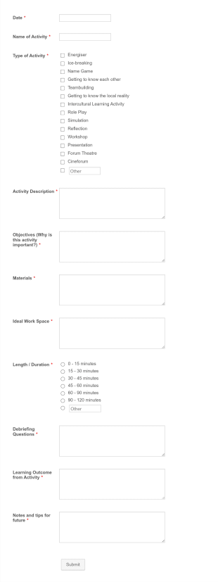 Erasmus+ Activity Reporting Form Template