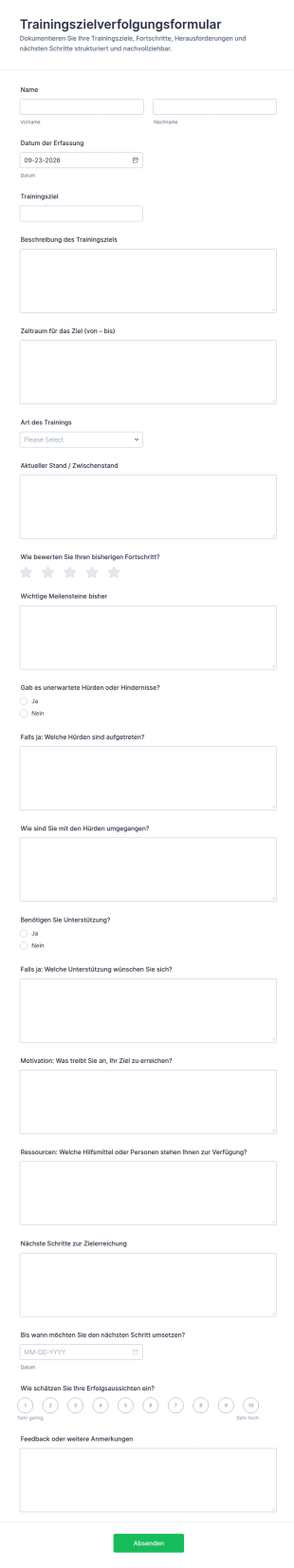 Erfassung Von Trainingszielen Survey