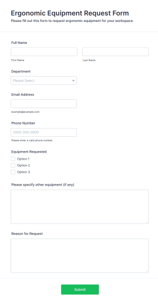 Ergonomic Equipment Request Form Template