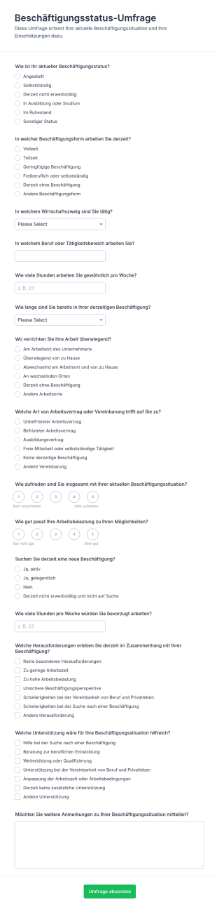 Erhebung Zum Beschäftigungsstatus