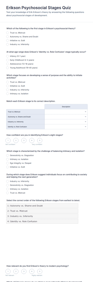 Erikson Psychosocial Stages Quiz Form Template