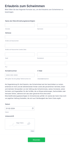 Erlaubnis Zum Schwimmen