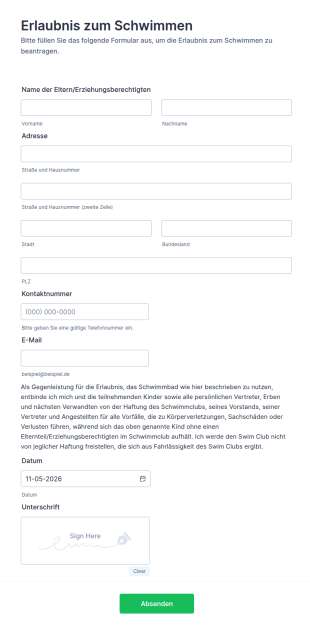 Erlaubnis Zum Schwimmen
