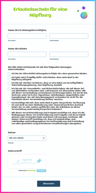 Erlaubnisschein Für Eine Hüpfburg