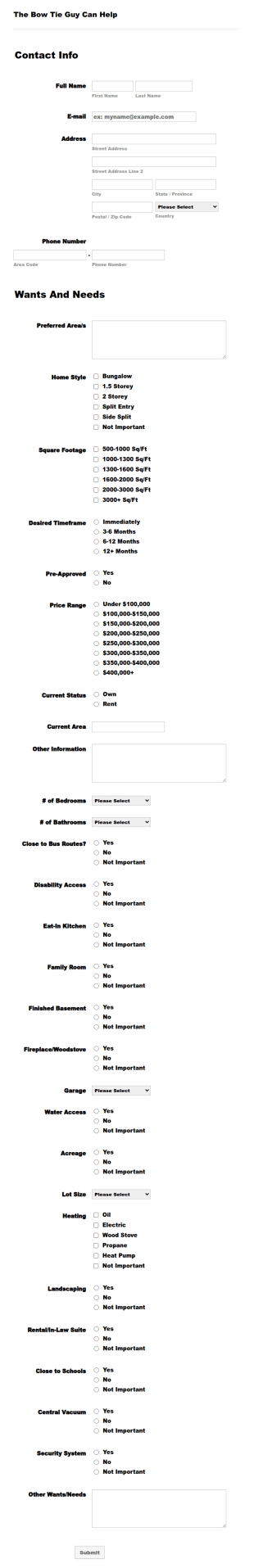 House Hunting Checklist Form Template