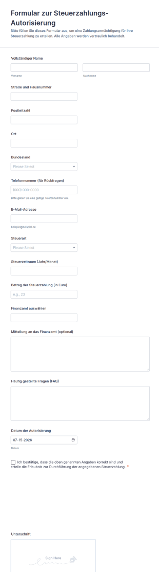 Ermächtigung Zur Steuerzahlung Form