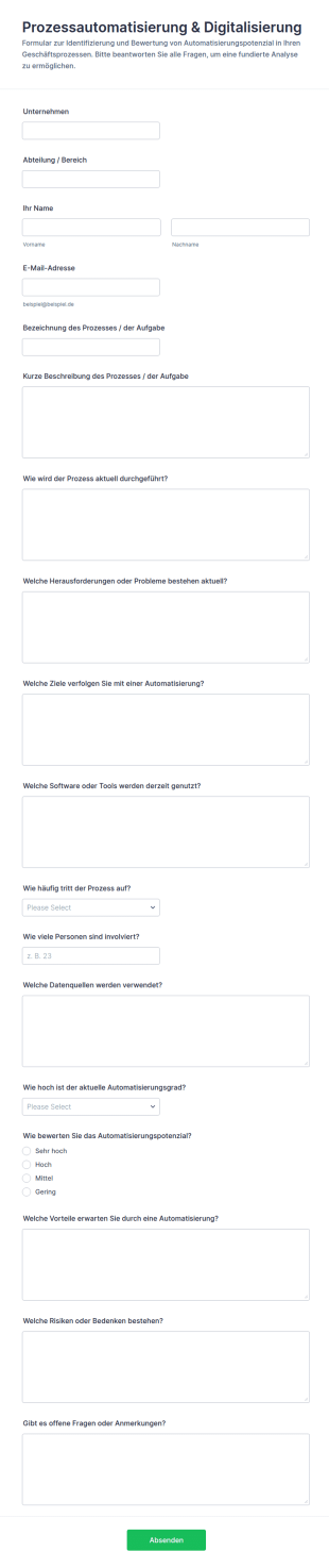 Ermittlung Von Automatisierungspotenzialen