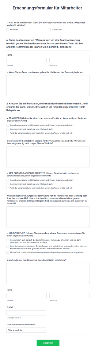 Ernennungsformular Für Mitarbeiter