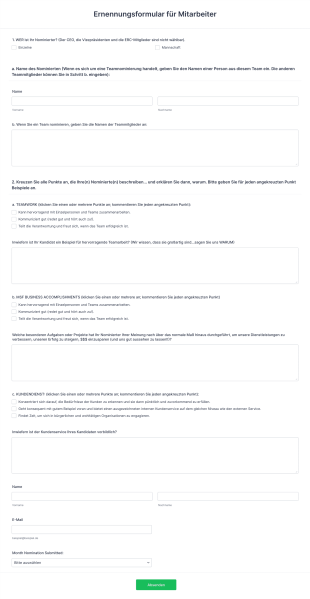 Ernennungsformular Für Mitarbeiter Form Template